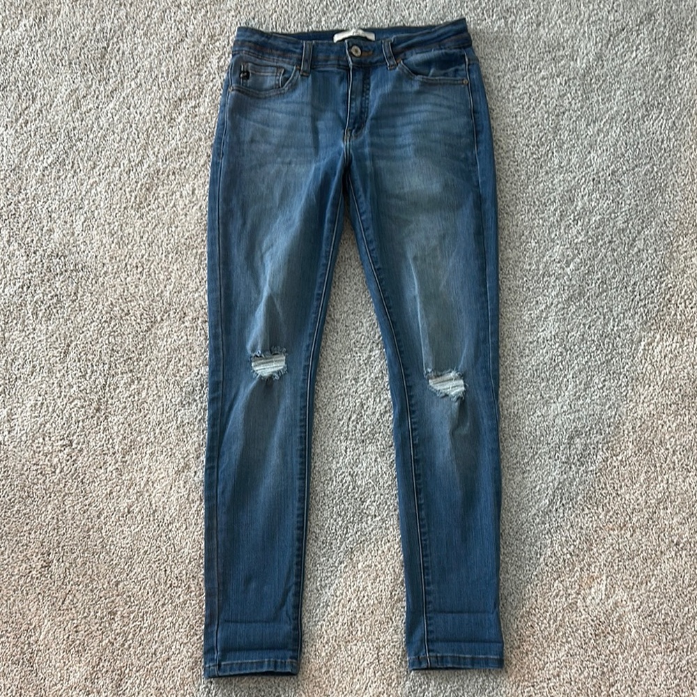 KanCan Women's Dark Blue Distressed Skinny Jeans